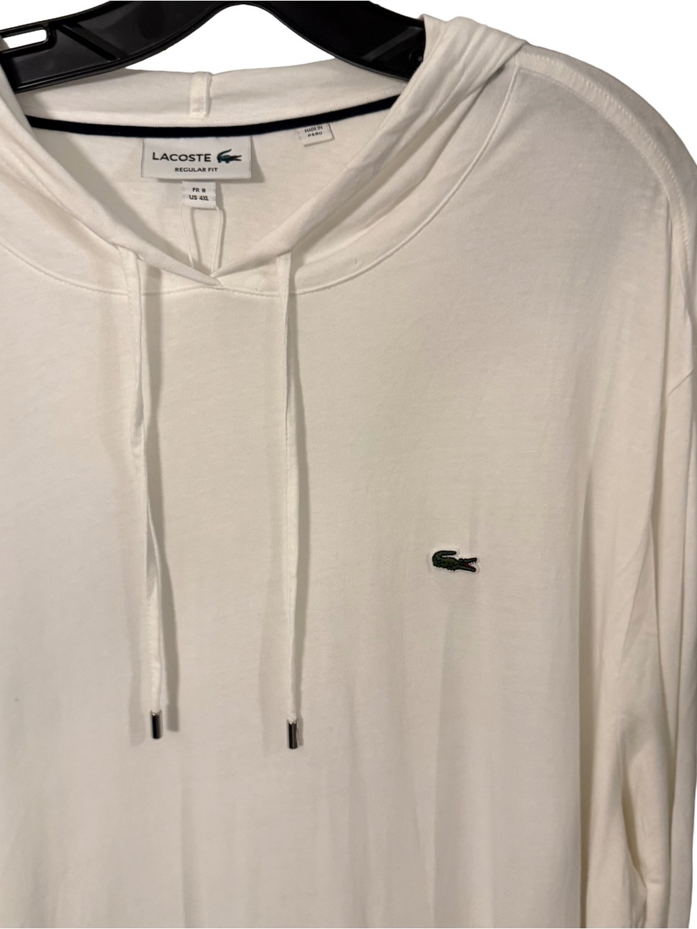 Lacoste Men's Lightweight Pullover Hoodie White Cotton Sz 4XL NWT